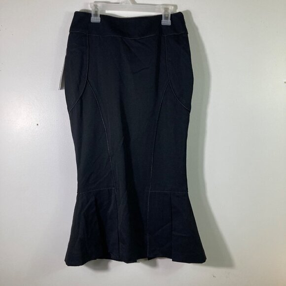 Womens House of Dereon Caviar Wool Mermaid Skirt Lined Black 6 NWT - Picture 1 of 10